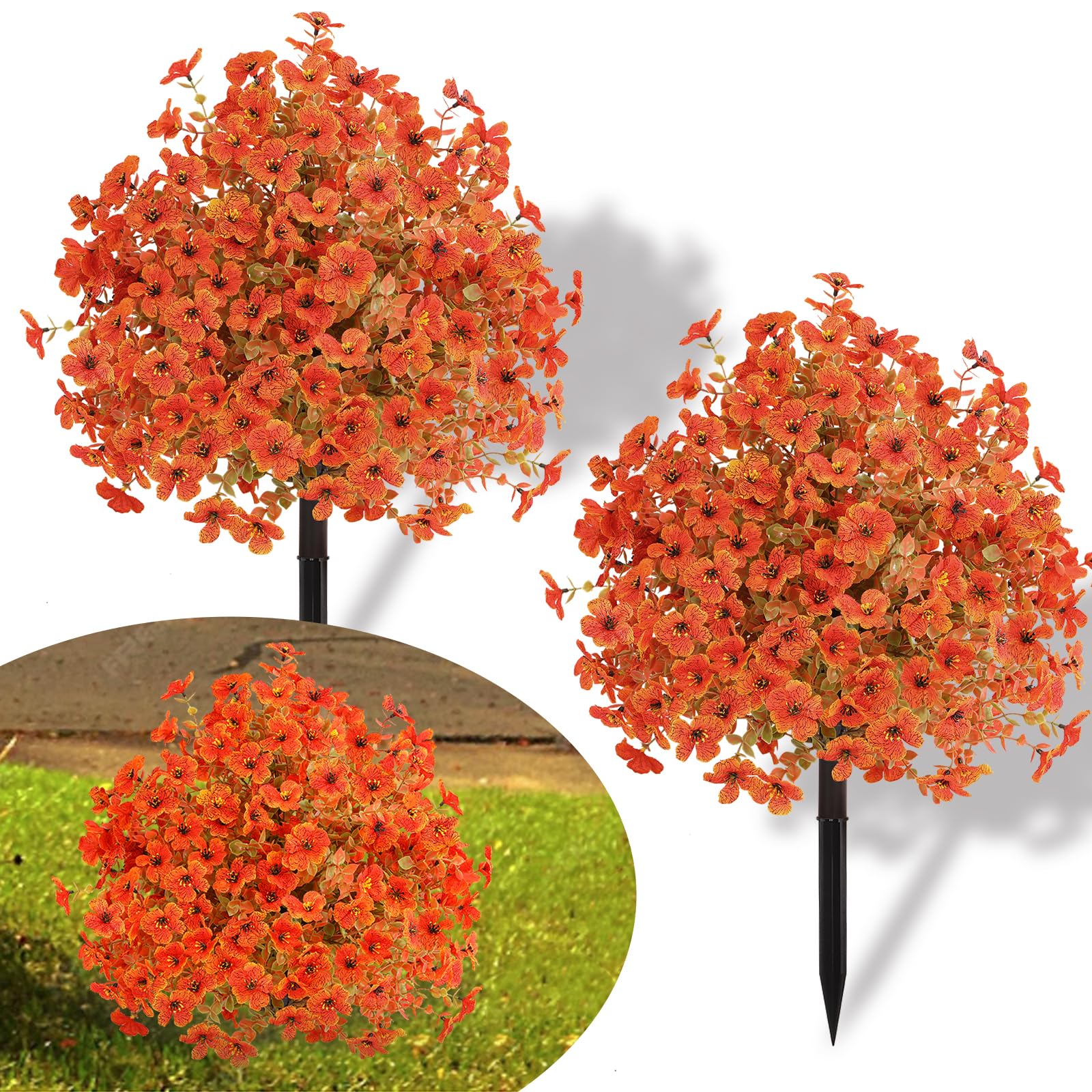 UV Resistant Autumn Fake Floral Violet Shrubs-2 Packs