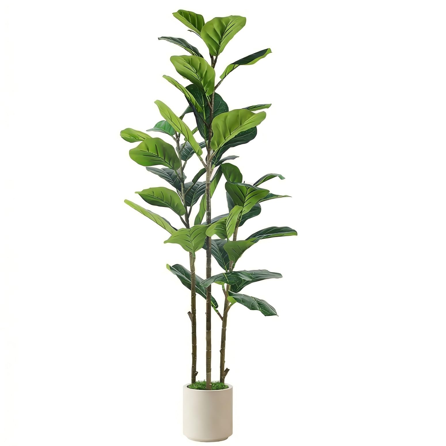 Artificial Fiddle Leaf Fig Tree with White Planter Pot - SHareconn