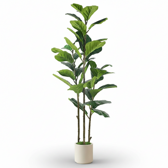 Artificial fiddle leaf fig tree with white pot, realistic faux plant in 4ft, 5ft, or 6ft sizes by SHareconn