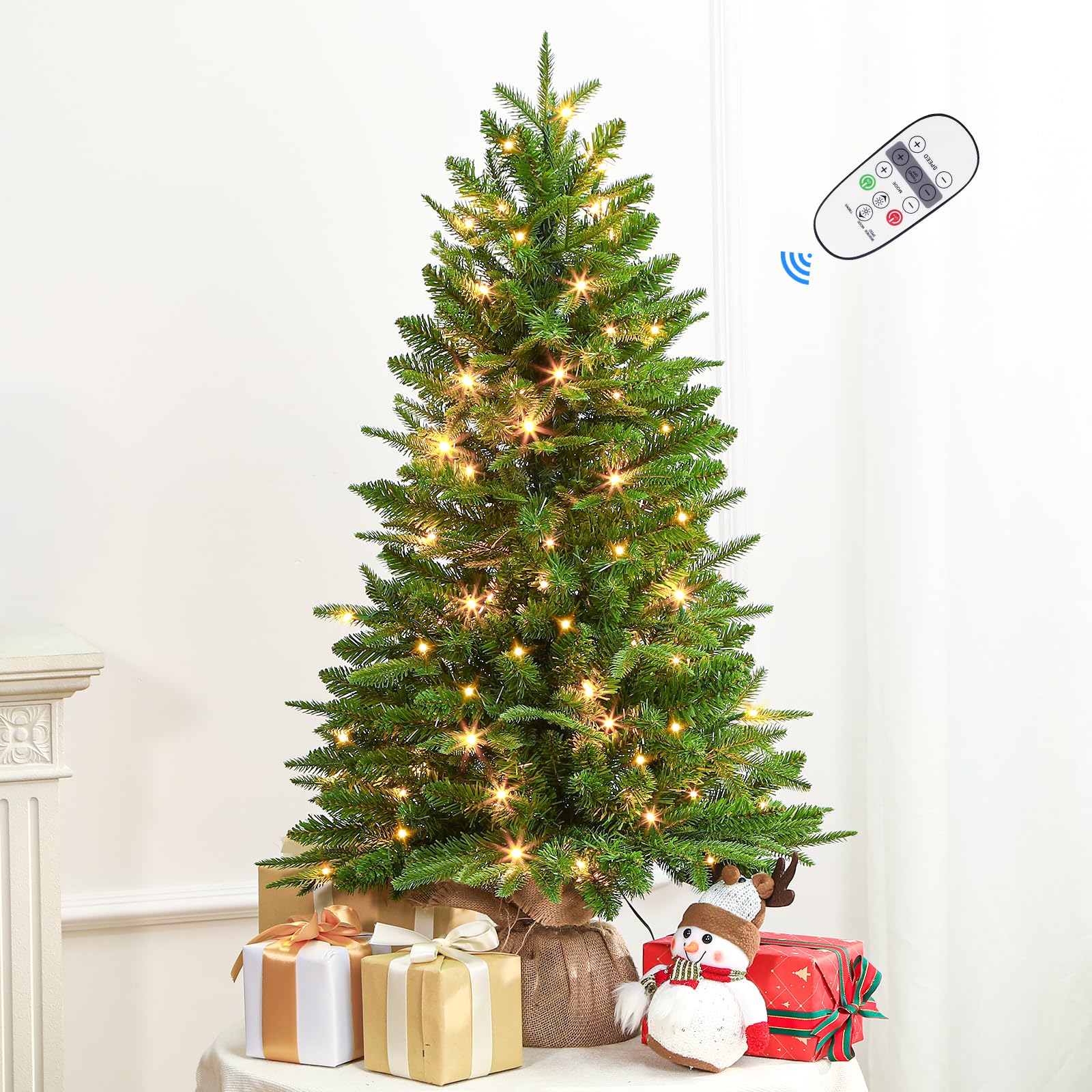 Small Mini Prelit Artificial Christmas Tree with Color LED Lights