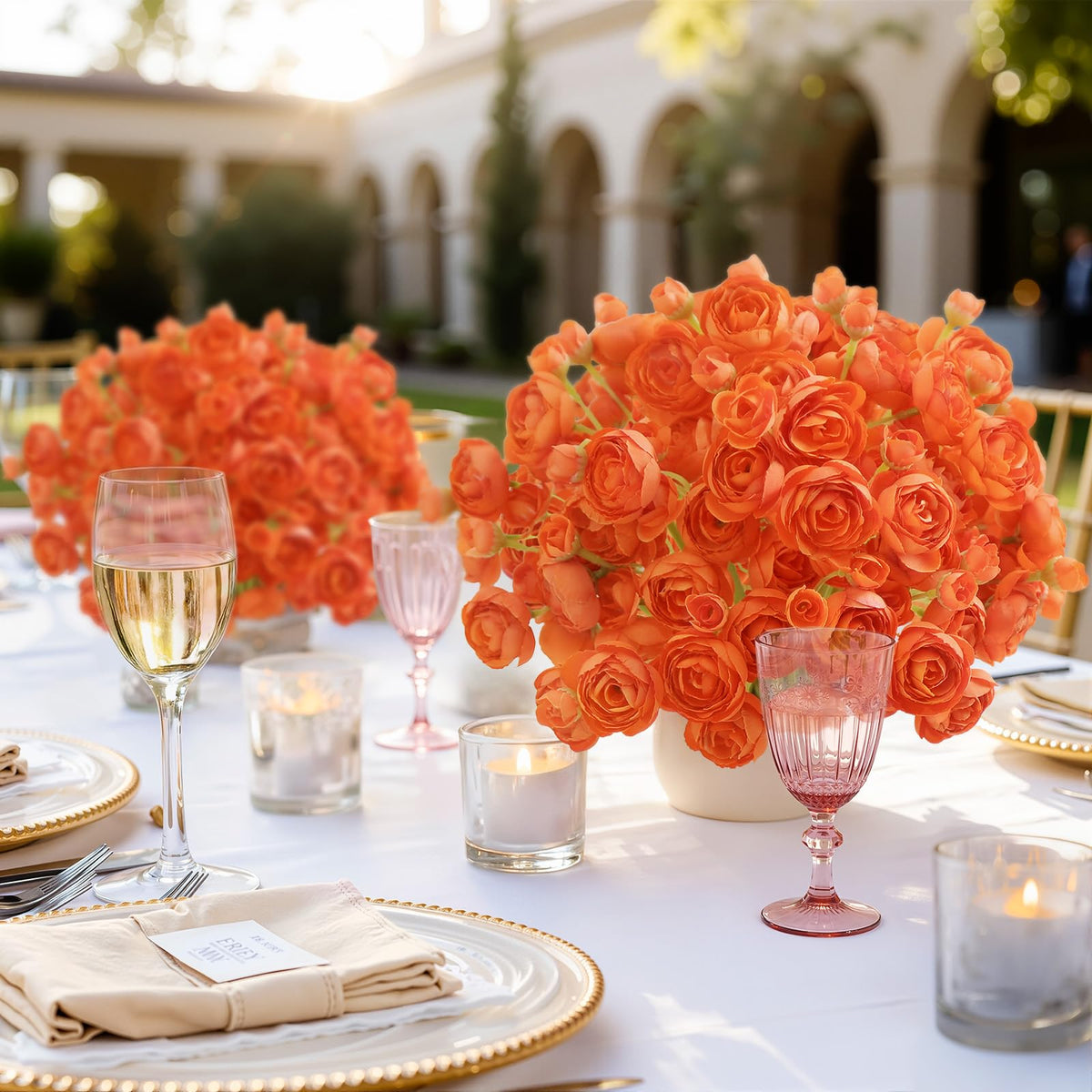 30Pcs Burnt Orange Ranunculus Artificial Flowers - SHareconn