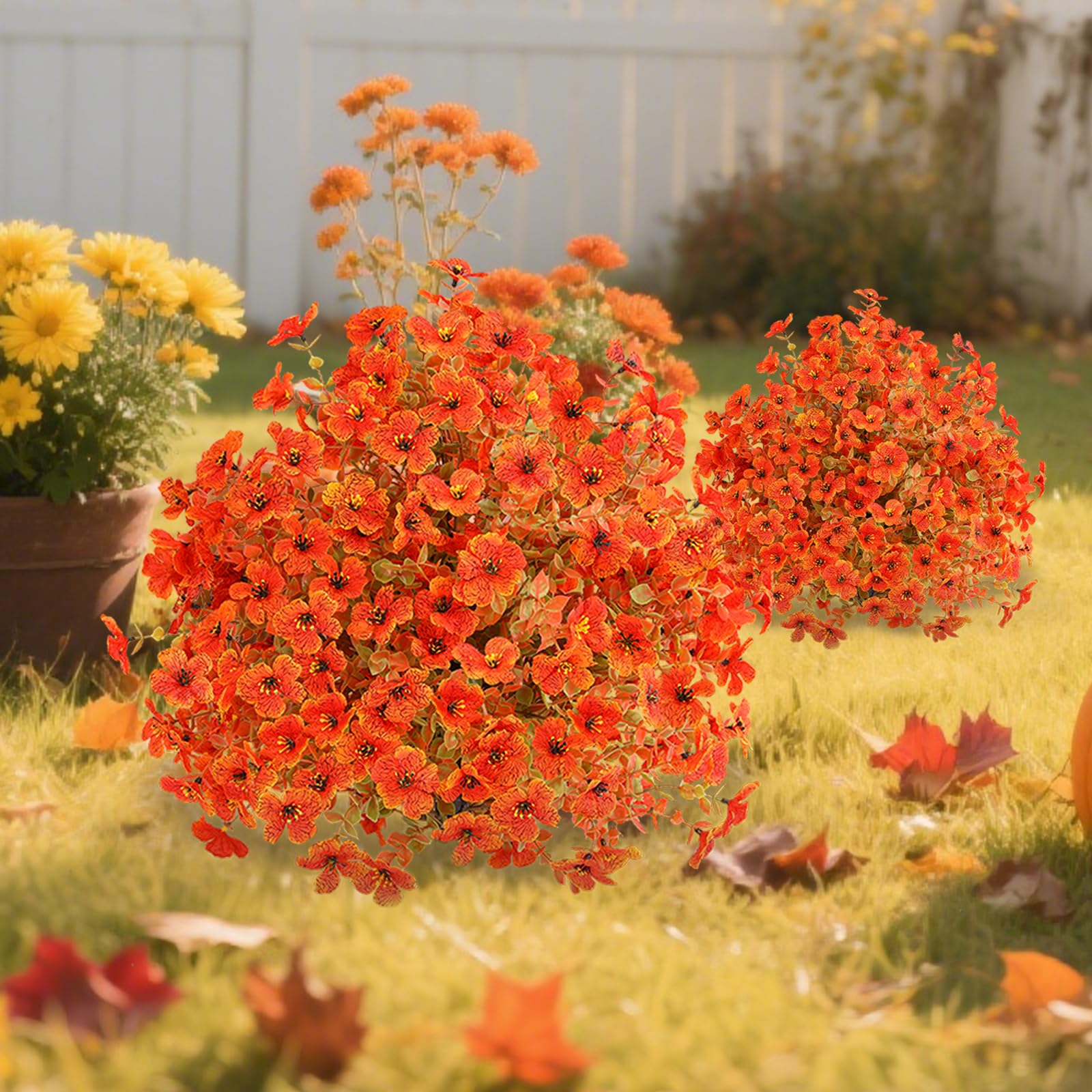 UV Resistant Autumn Fake Floral Violet Shrubs-2 Packs