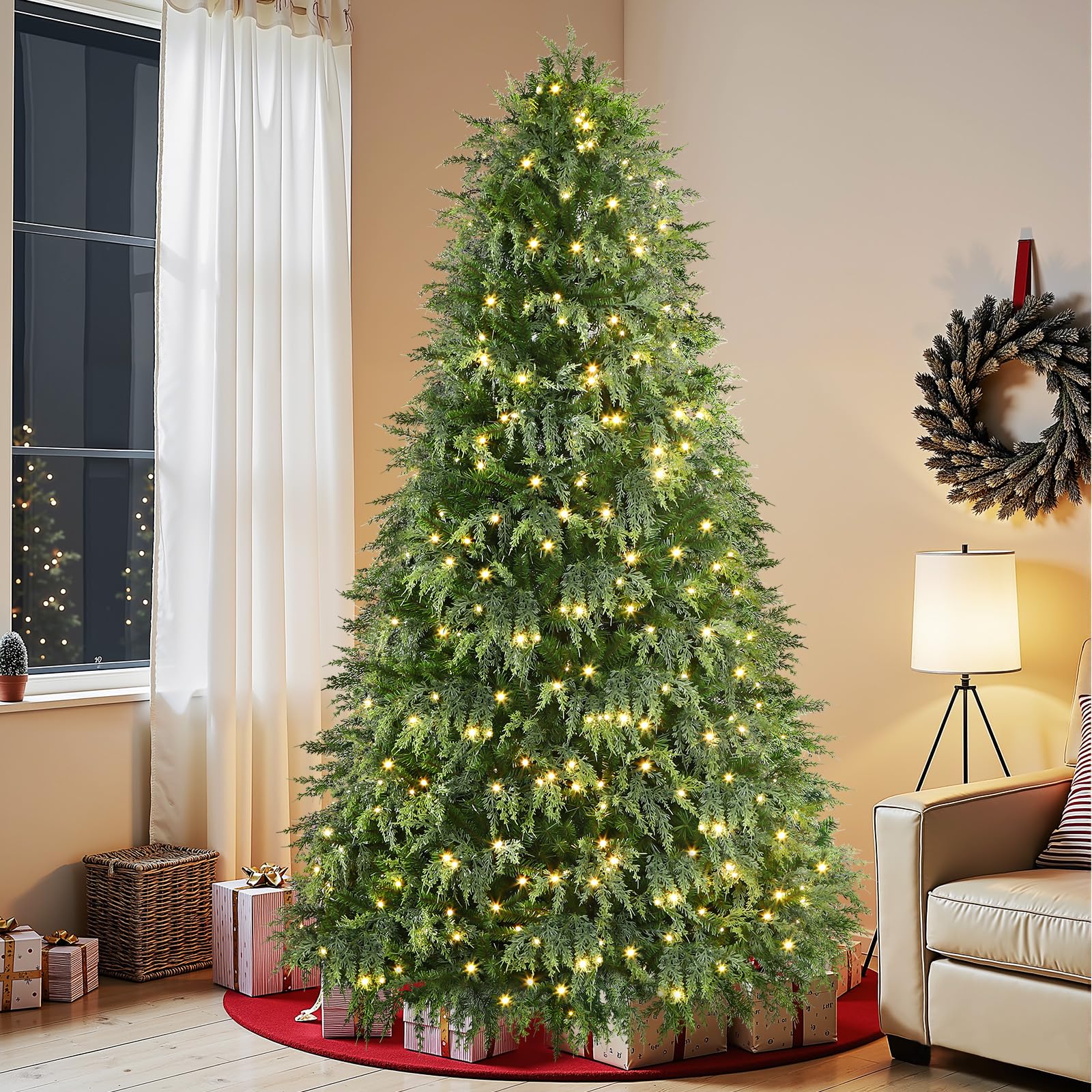 Cedar Cypress Artificial Christmas Tree with RGB Lights 106 Lights Modes