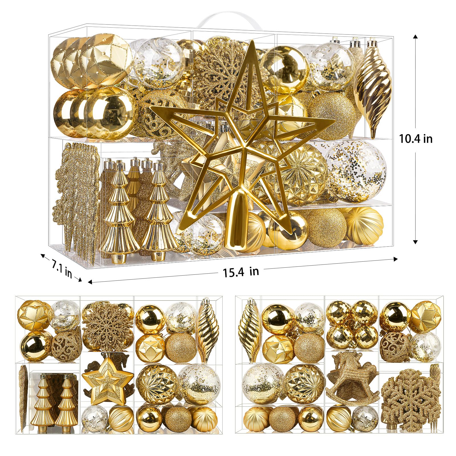 100PCS Christmas Balls Ornaments Set, Gold