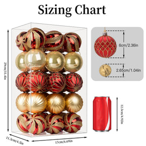 30ct 2.36 Inch Christmas Tree Shatterproof Plastic Balls Ornaments-60mm - SHareconn