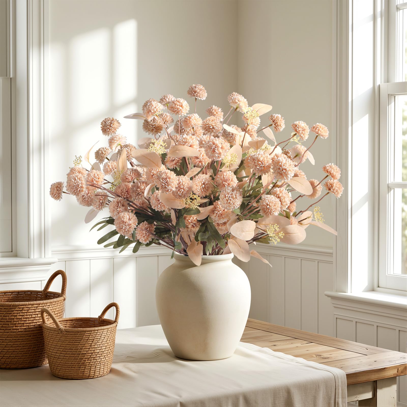 YILON LITTLE FLOWER CHIFFON set（beige） Artificial Pompon Chrysanthemum-Beige,16PCS/32PCS