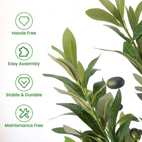 Faux Olive Tree with Lifelike Artificial Trunk and Fruits - SHareconn