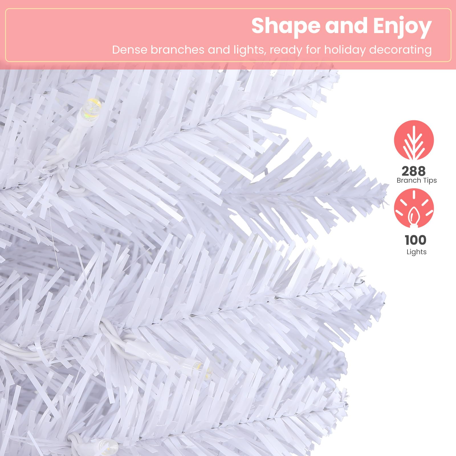 4ft White Artificial Pencil Christmas Tree with Multi-Color Lights and Remote