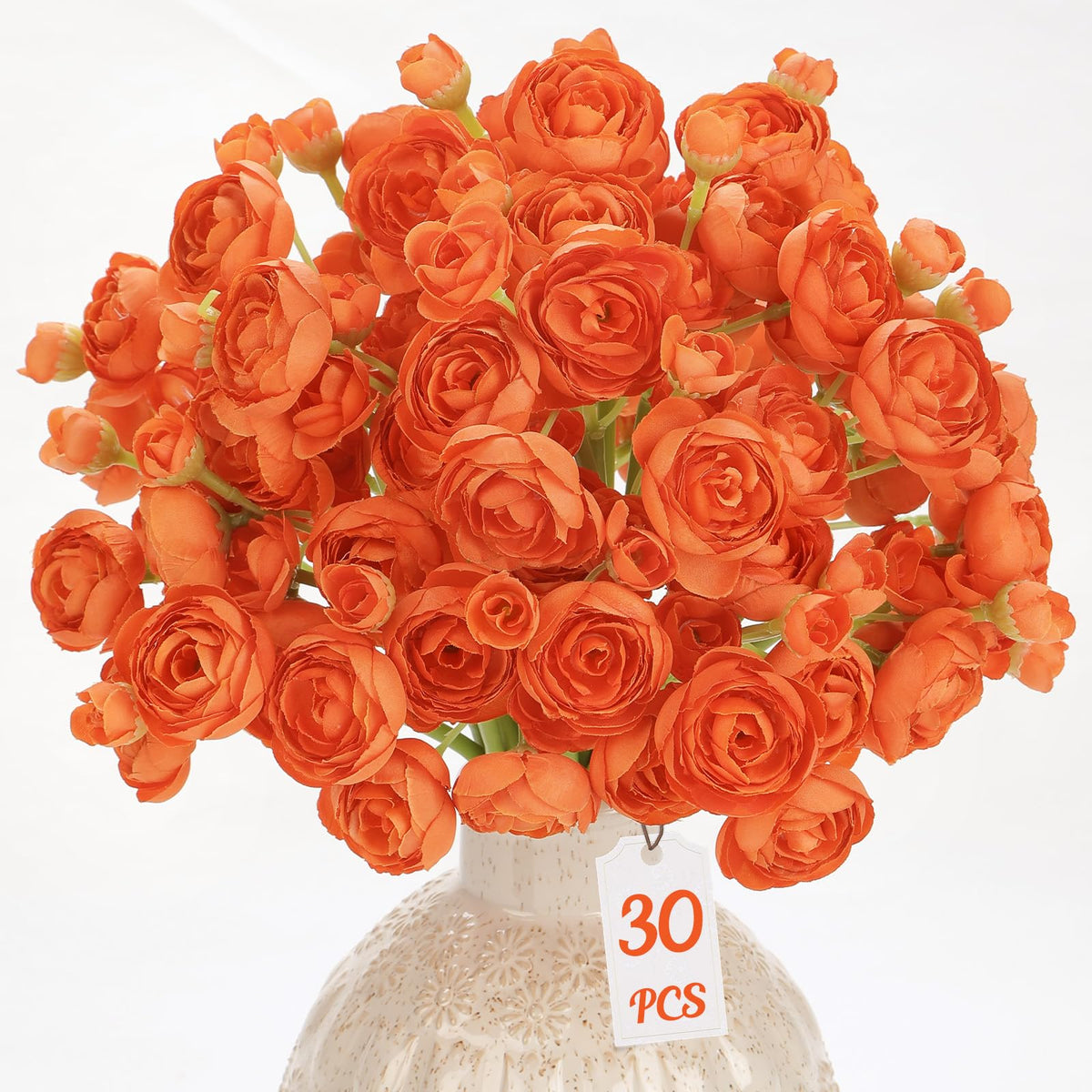 30Pcs Burnt Orange Ranunculus Artificial Flowers - SHareconn