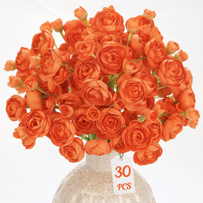 30Pcs Burnt Orange Ranunculus Artificial Flowers - SHareconn