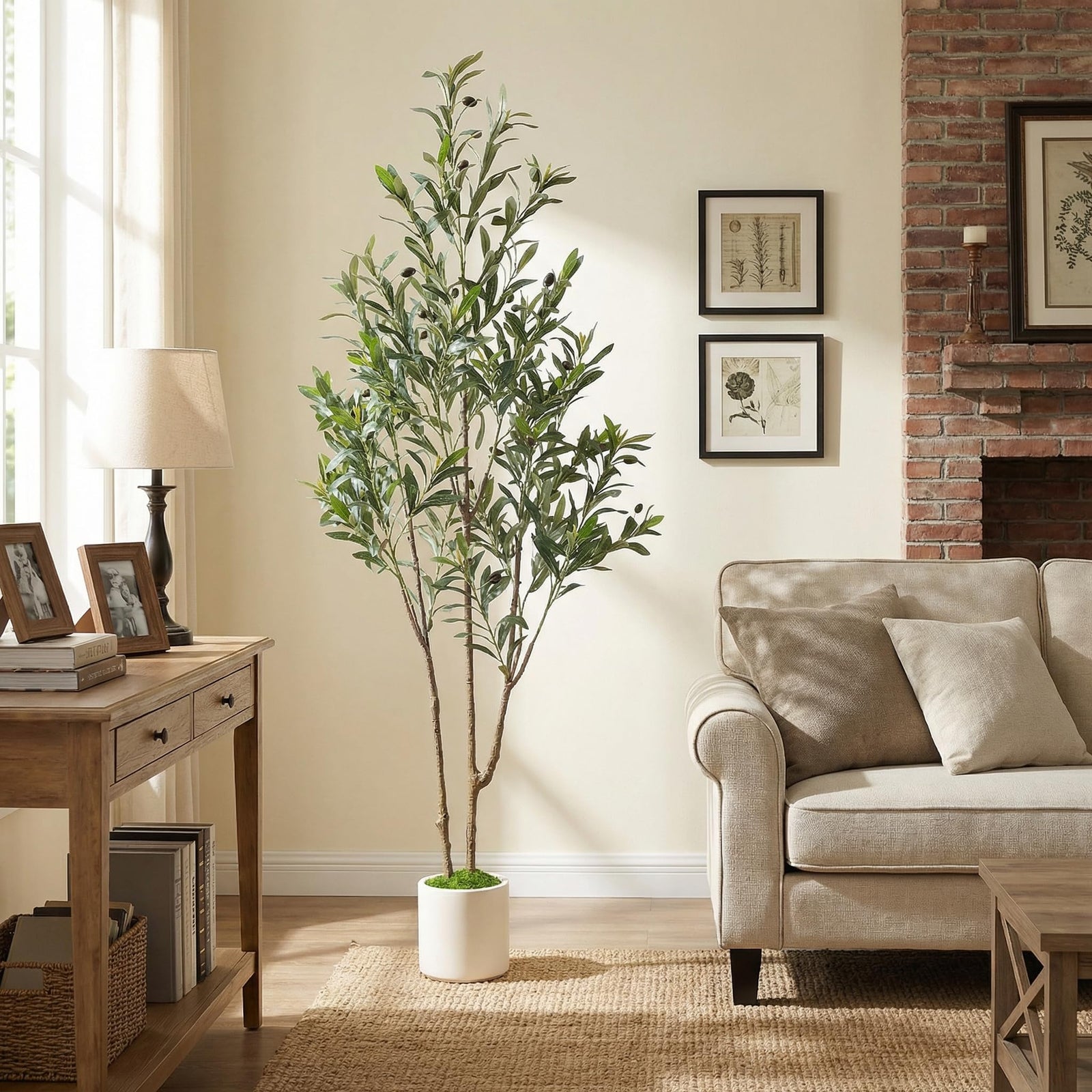 Faux Olive Tree with Lifelike Artificial Trunk and Fruits - SHareconn