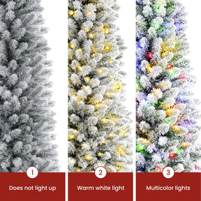 8ft Pre-lit Flocked Spruce Artificial Christmas Tree with 520 Multi-Color Lights - SHareconn