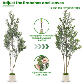 Faux Olive Tree with Lifelike Artificial Trunk and Fruits - SHareconn