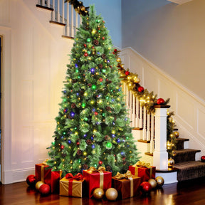 SHareconn 6ft Carolina Pine artificial Christmas tree with multicolor prelit lights and remote control for easy decorating.
