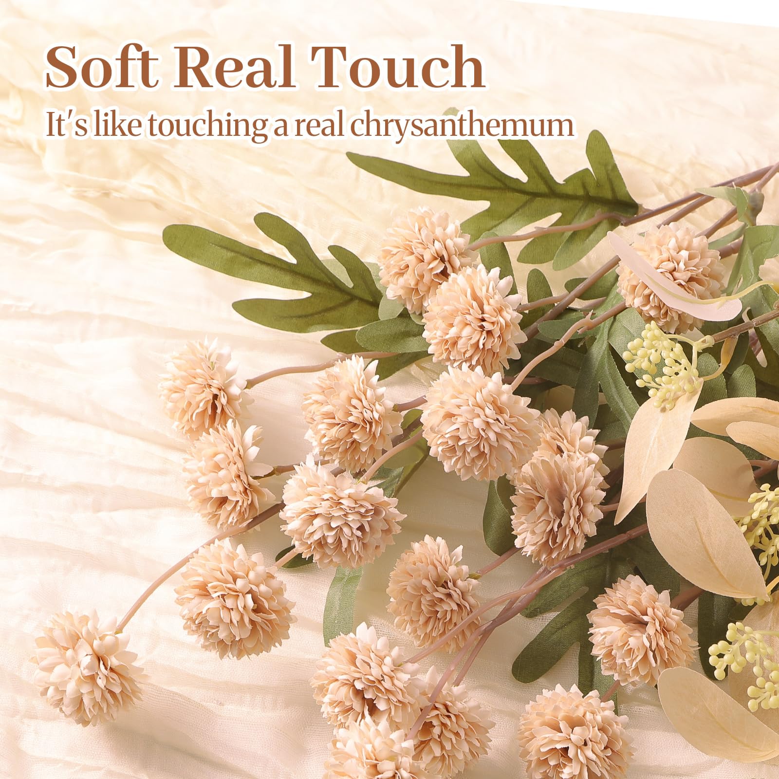 Artificial Pompon Chrysanthemum-Beige,16PCS/32PCS - SHareconn