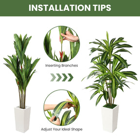 Artificial Dracaena Tree by SHareconn, 6ft faux indoor plant in a white planter with lush green leaves.