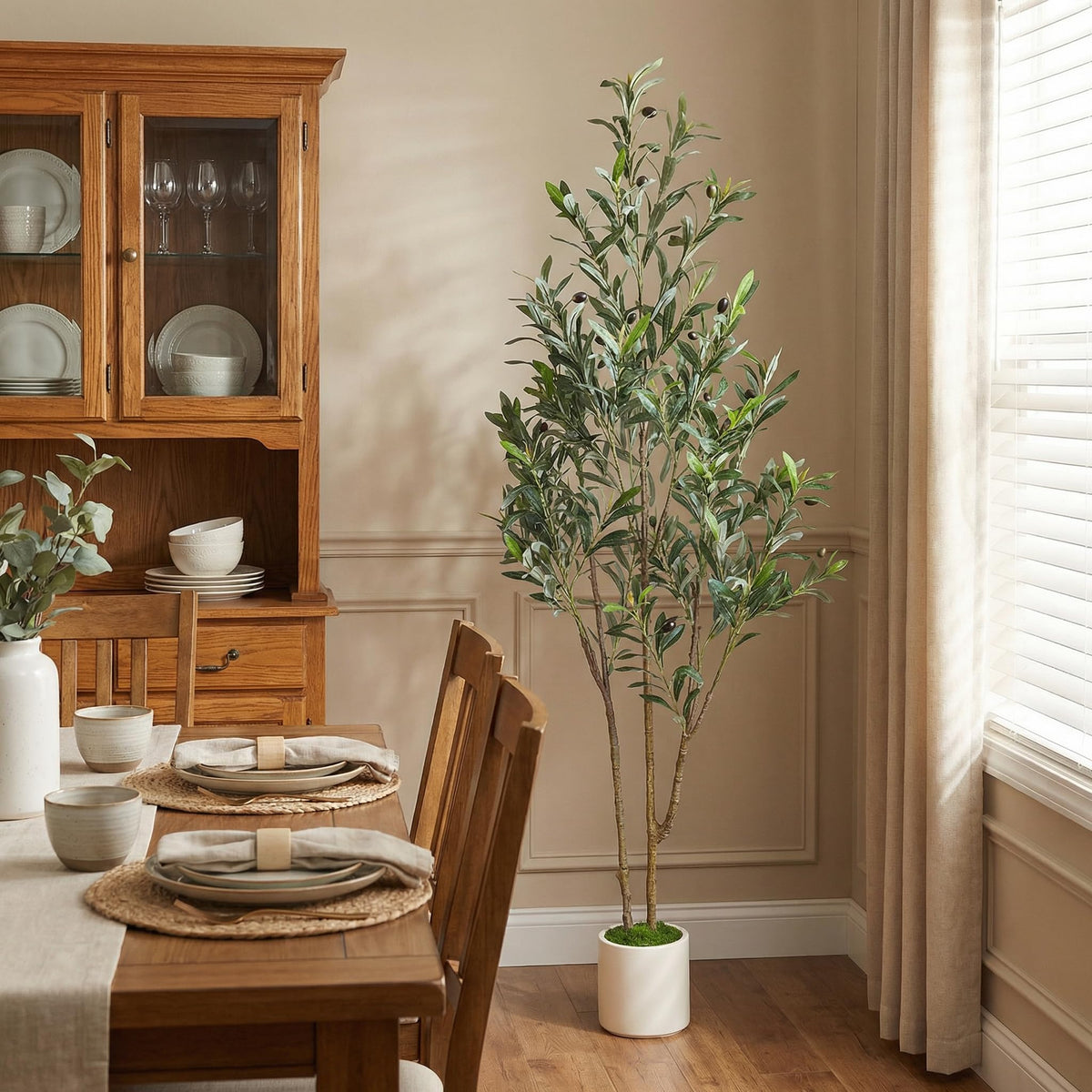 Faux Olive Tree with Lifelike Artificial Trunk and Fruits - SHareconn
