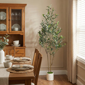 Faux Olive Tree with Lifelike Artificial Trunk and Fruits - SHareconn