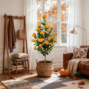 2 Pack Artificial Camellia Tree-Orange - SHareconn