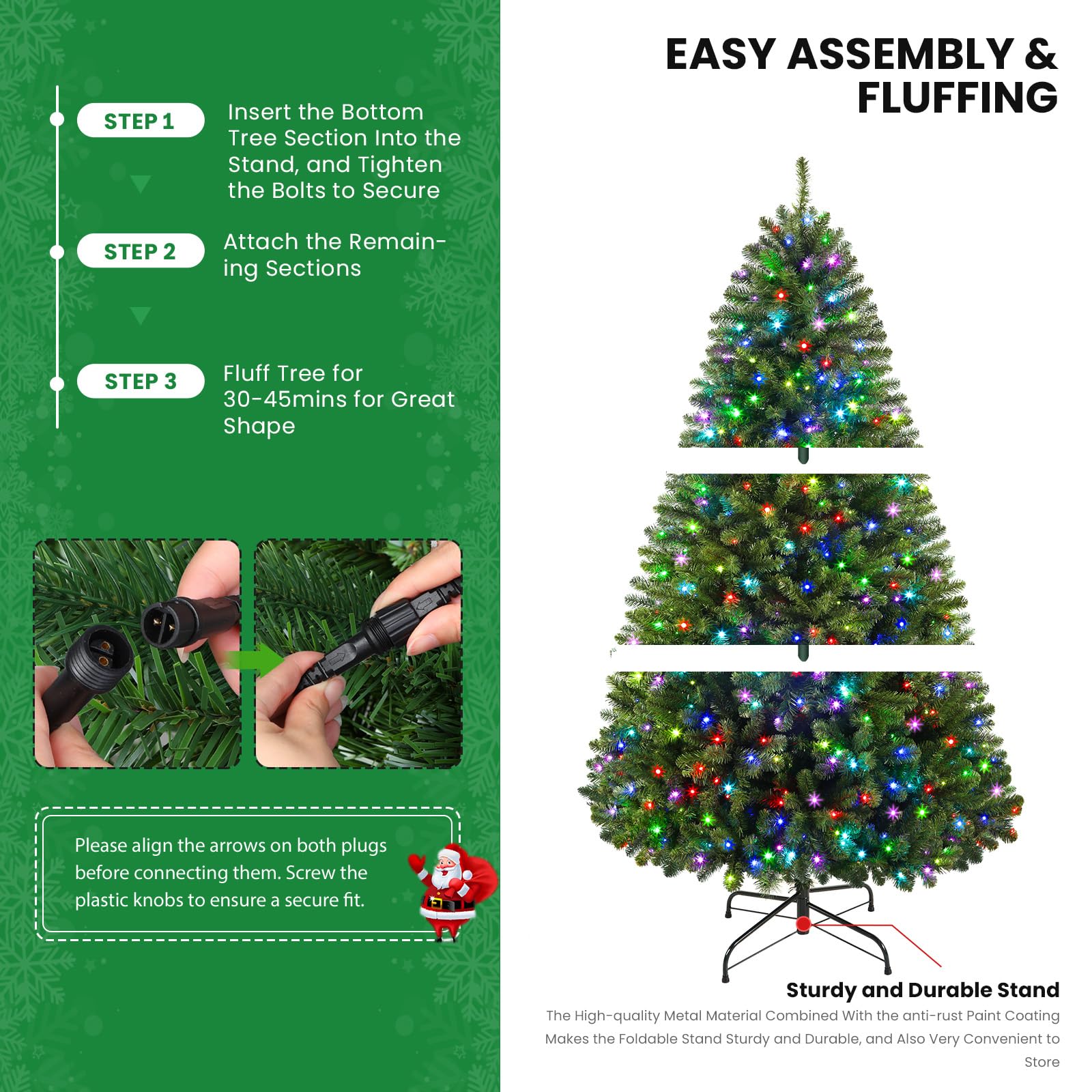 6ft Classic Spruce Artificial Christmas Tree with RGB Lights - SHareconn