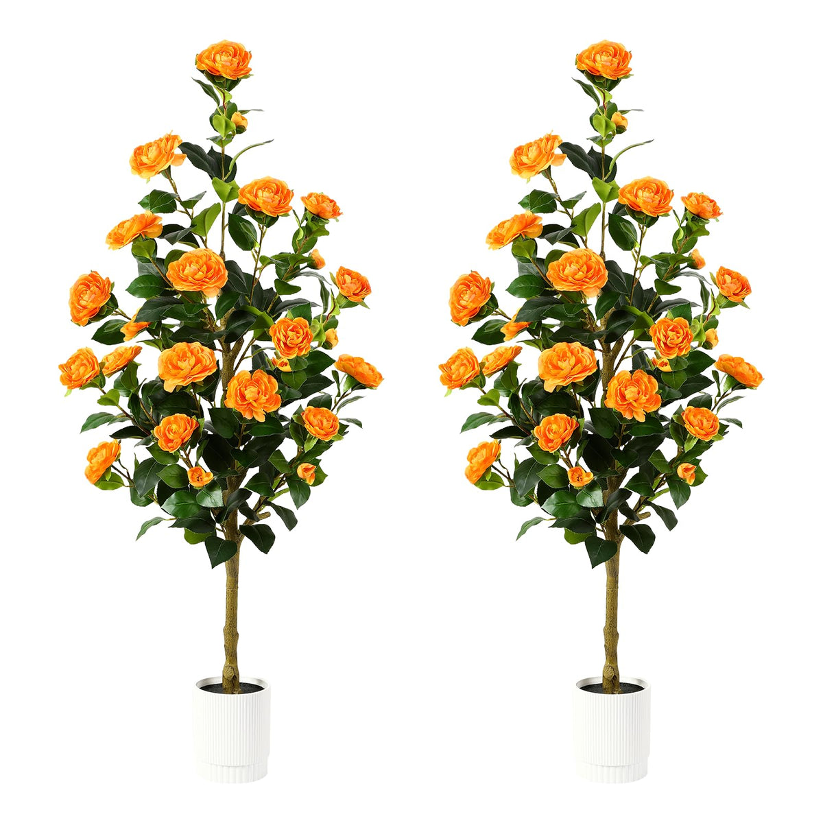 2 Pack Artificial Camellia Tree-Orange - SHareconn