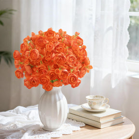 30Pcs Burnt Orange Ranunculus Artificial Flowers - SHareconn