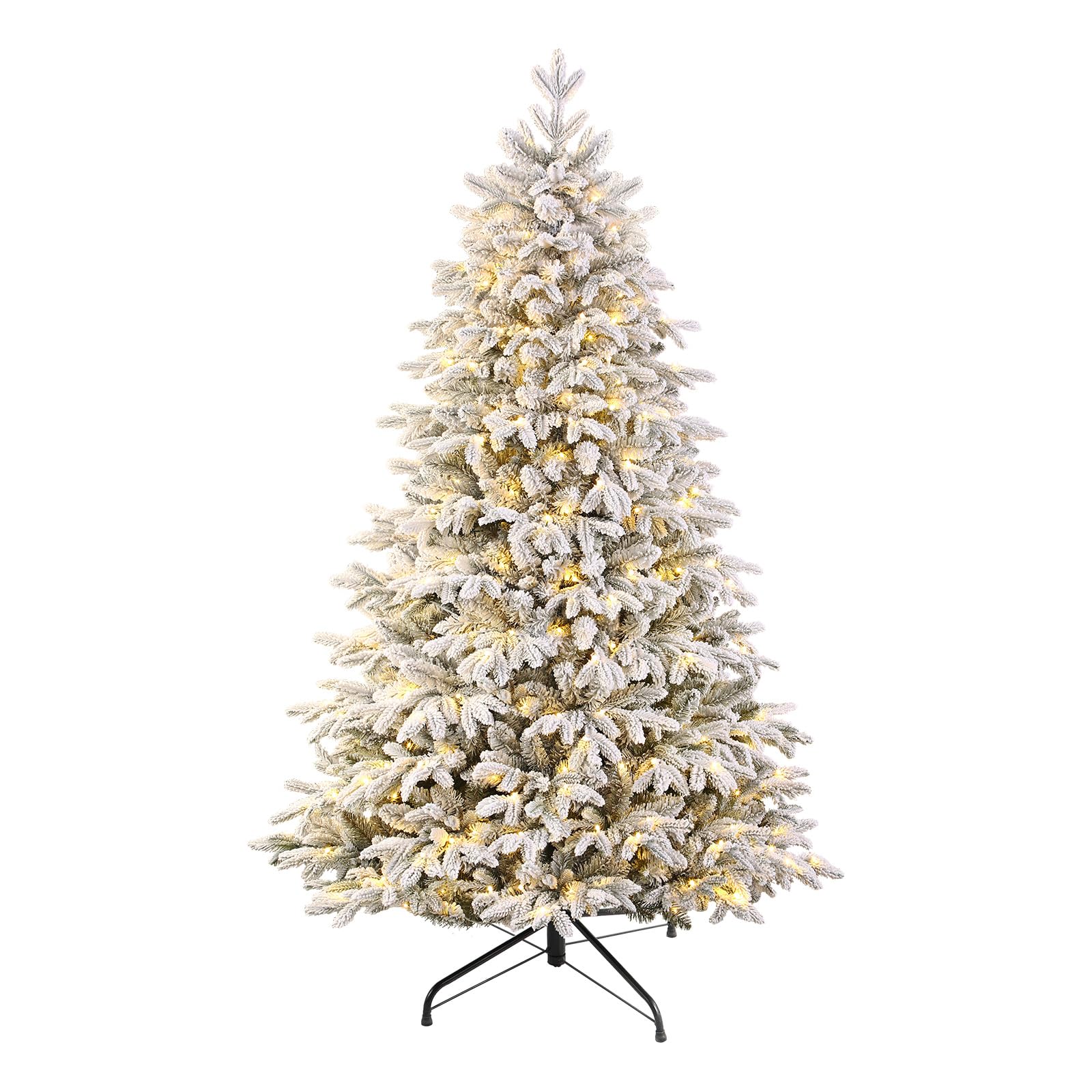 7.5ft Flocked Cedar Christmas Trees with 450 RGB Lights