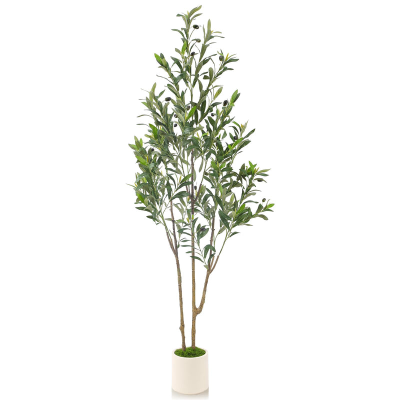 Lifelike artificial olive tree with realistic trunk and green olives, ideal for home or office decor by SHareconn.