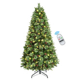 SHareconn 6ft Carolina Pine artificial Christmas tree with multi-color prelit lights and remote control, green pine branches decorated for holiday.