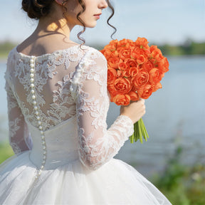 30Pcs Burnt Orange Ranunculus Artificial Flowers - SHareconn