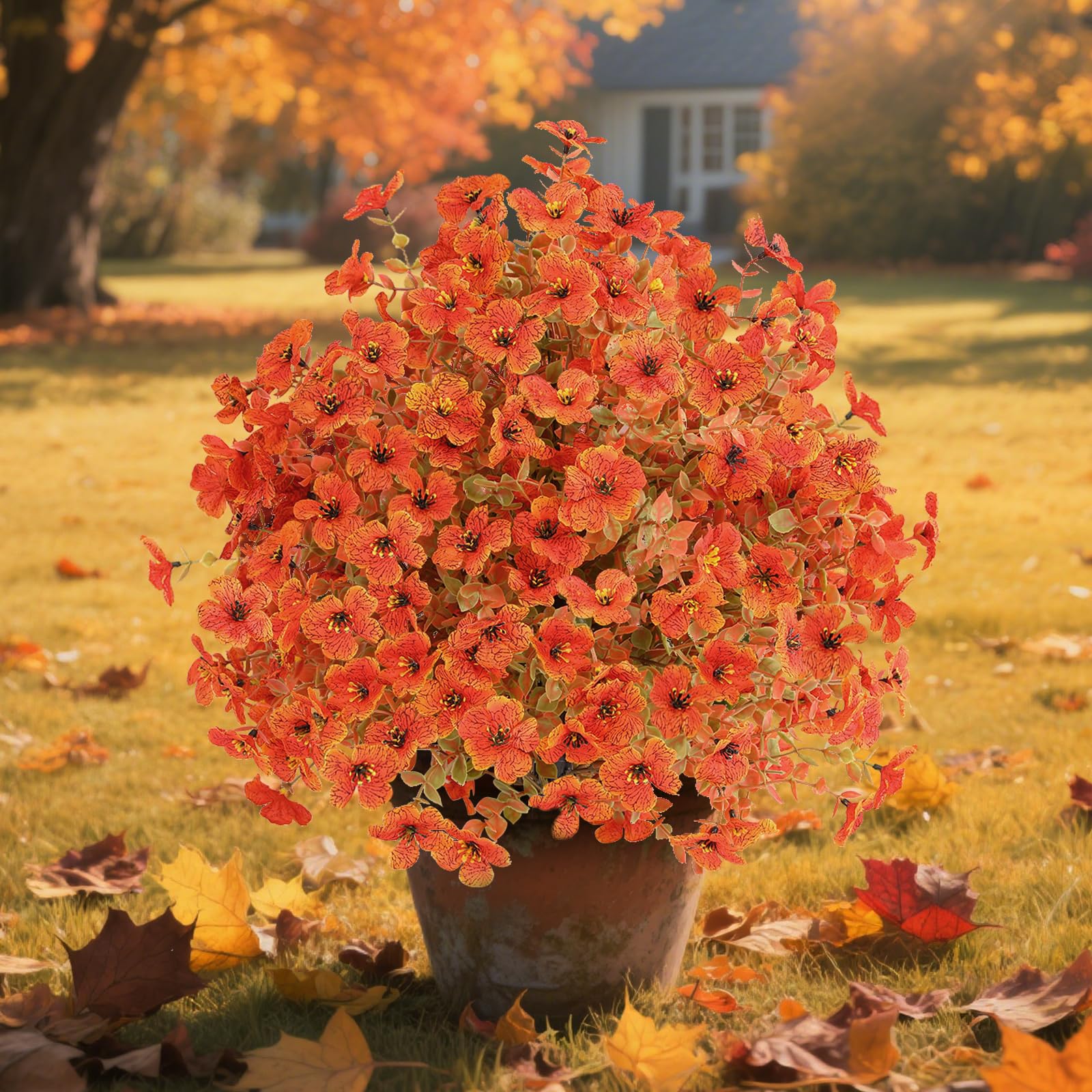 UV Resistant Autumn Fake Floral Violet Shrubs-2 Packs