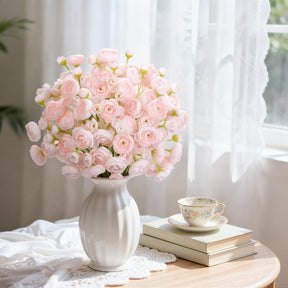 30Pcs Pink Ranunculus Artificial Flowers Faux Silk Mini Ranunculus - SHareconn
