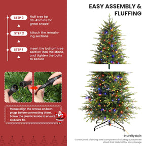 Artificial 4ft Aspen Slim Noble Fir Christmas Tree with multi-color lights by SHareconn, showcasing its lush branches and vibrant lighting.