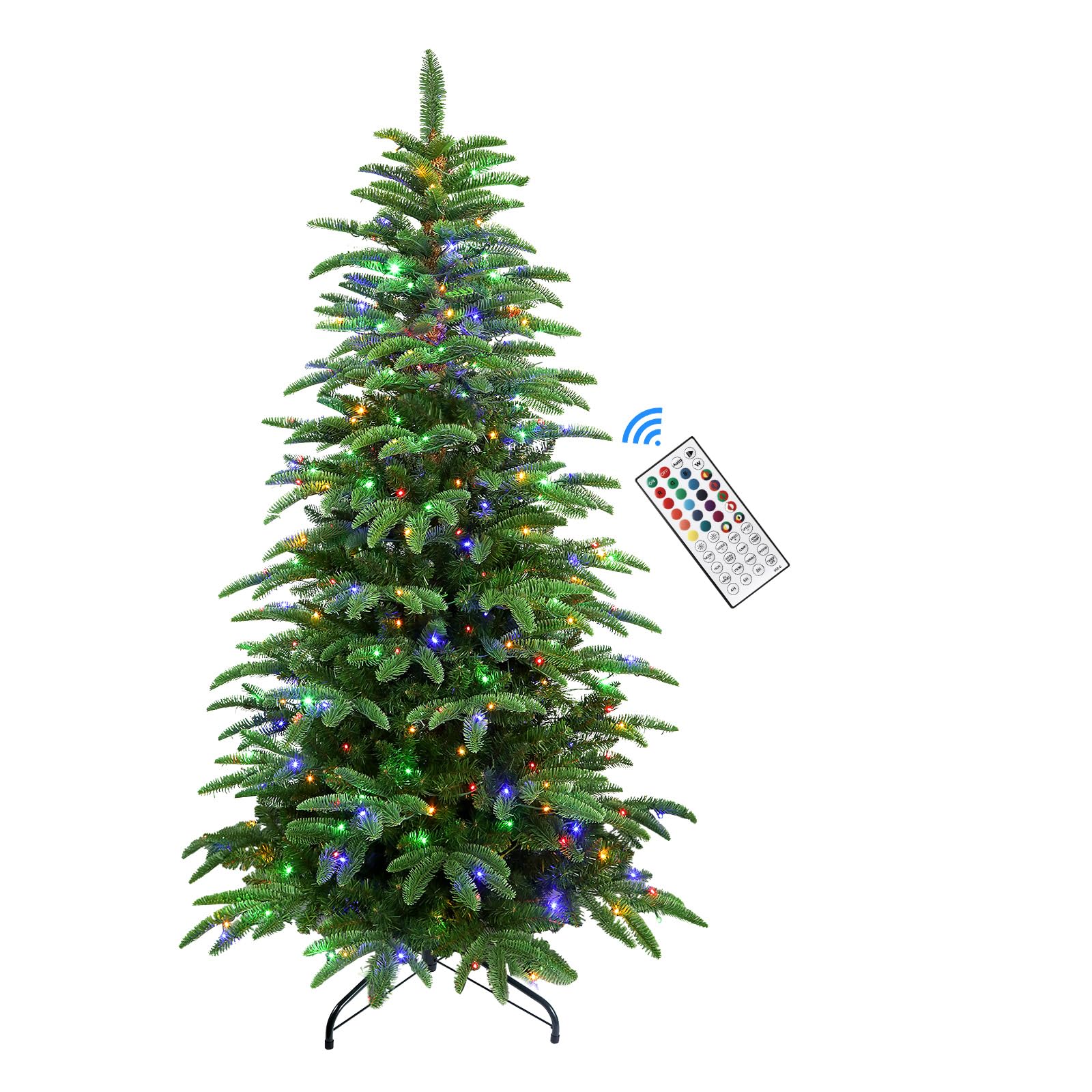 6ft Prelit Artificial Realistic Christmas Tree with RGB Lights and Remote