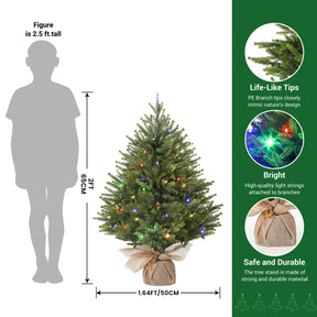 Small 2ft artificial Christmas tree with multi-color LED lights, remote control, from SHareconn, perfect for tabletop holiday decor.