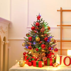 Small artificial Christmas tree with multicolor LED lights, remote control, and realistic green foliage, 2 feet tall, by SHareconn.