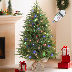 3ft Prelit Artificial Small Mini Christmas Tree with Color LED Lights - SHareconn