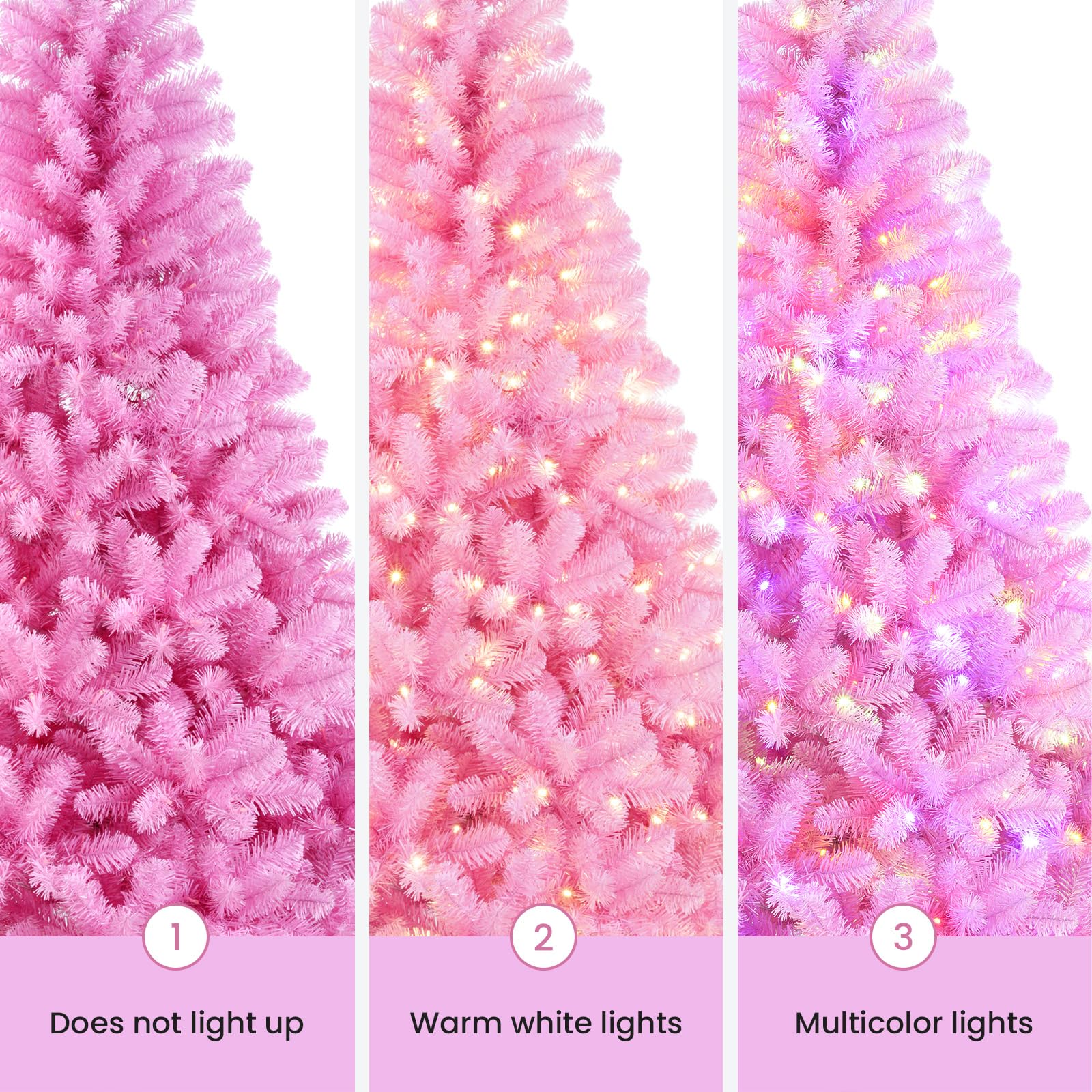 SHareconn 4ft Prelit Premium Artificial Hinged Christmas Tree with Remote Control,Timer,and 170 Warm White & Color LED Changing Lights,414 Branch Tips,Perfect Choice for Xmas Decoration,4 FT,Pink - SHareconn