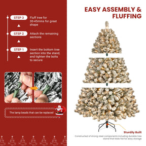 5ft Prelit Warm White Lights Snow Flocked Artificial Holiday Christmas Tree - SHareconn