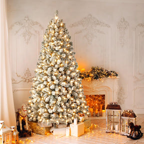 5ft Prelit Warm White Lights Snow Flocked Artificial Holiday Christmas Tree - SHareconn