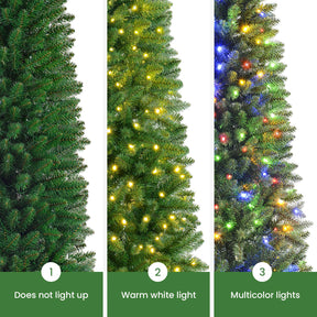 6ft Warm White & Multi-Color Lights Prelit Artificial Slim Pencil Christmas Tree with Remote - SHareconn