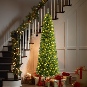 6ft Warm White & Multi-Color Lights Prelit Artificial Slim Pencil Christmas Tree with Remote - SHareconn