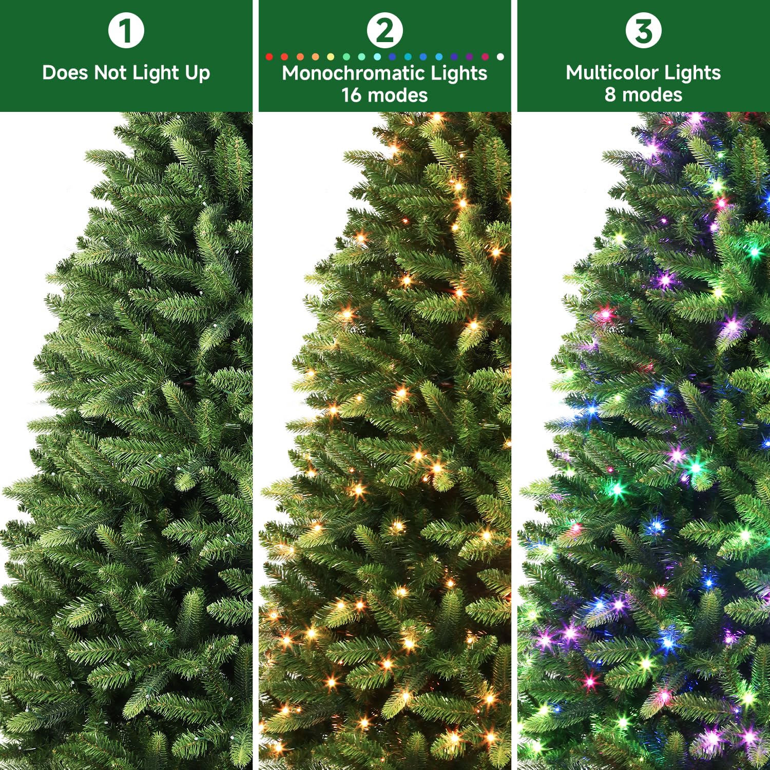 6ft Prelit Premium Artificial Hinged Full Christmas Tree with Remote Control, Timer, 400 Pre-Lit New Upgraded Multi-Color RGB Lights, 1423 Branch Tips, Perfect Choice for Xmas Decoration, 6FT - SHareconn