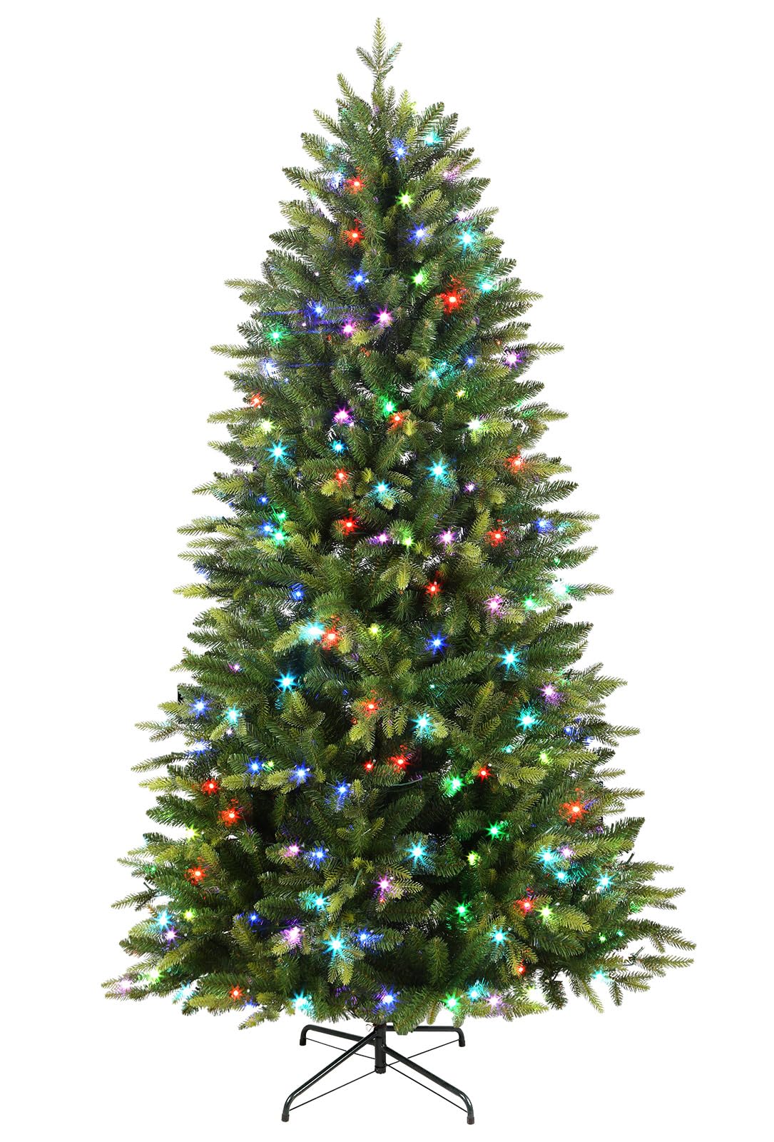 SHareconn 6ft Upgraded Prelit Artificial Hinged Christmas Tree with 320 Color Changing RGB Lights,Remote Control,Fake Pre-Lit Lush Fir Tree with 1874 Branch Tips for Xmas Decoration, 6 FT - SHareconn