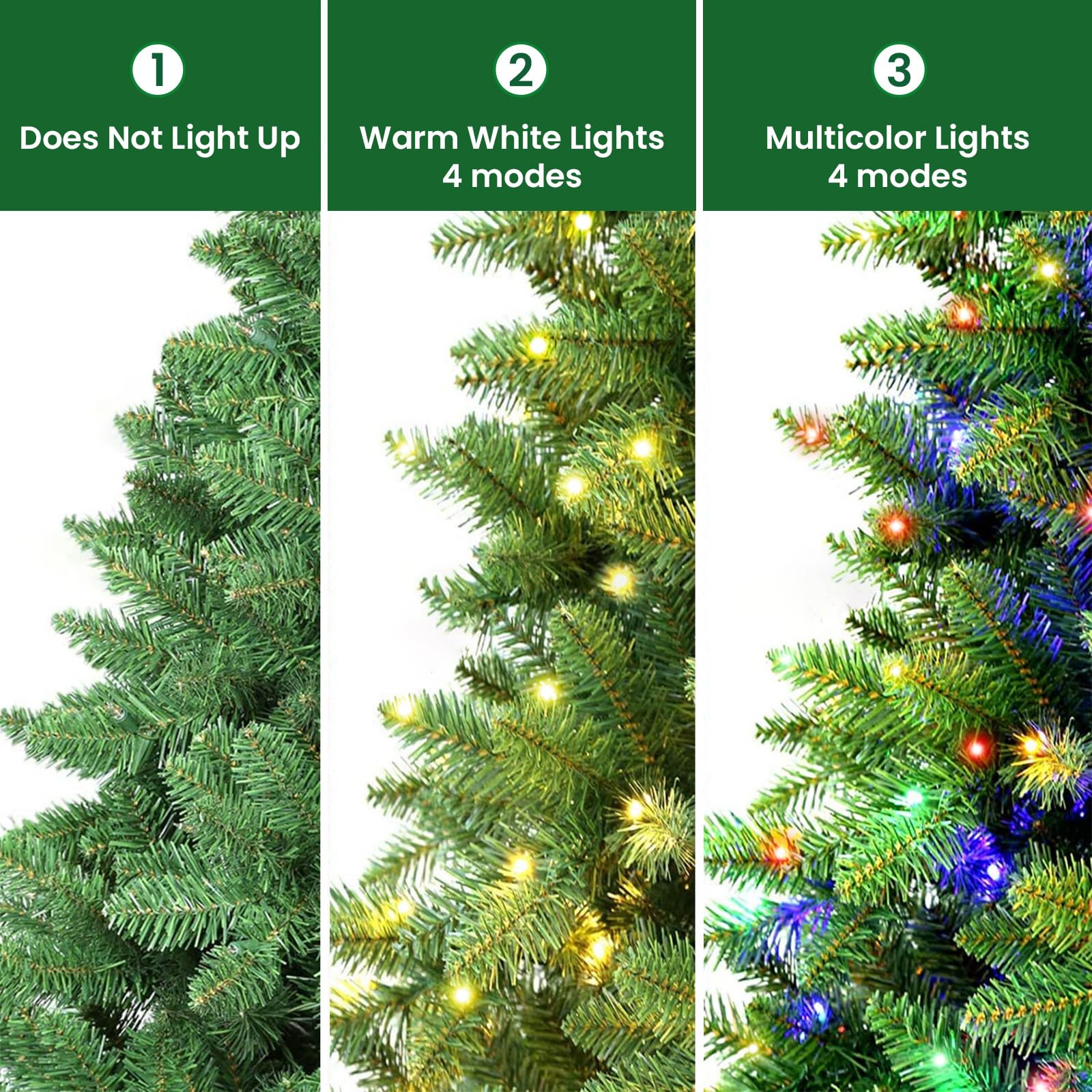 7.5ft Prelit Warm White & Color LED Changing Lights Premium Artificial Hinged Christmas Tree with Remote Control - SHareconn