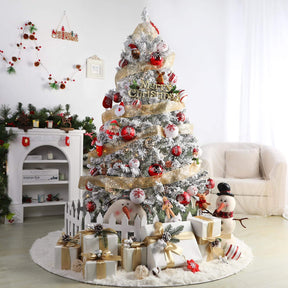 7.5ft SHareconn artificial Christmas tree with snow flocking, 106 RGB light modes, prelit multi-color lights, and remote control.