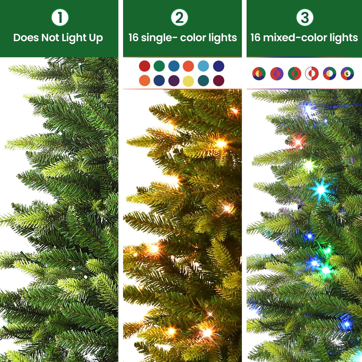 7.5ft Upgraded Prelit Color Changing RGB Lights Artificial Hinged Chri