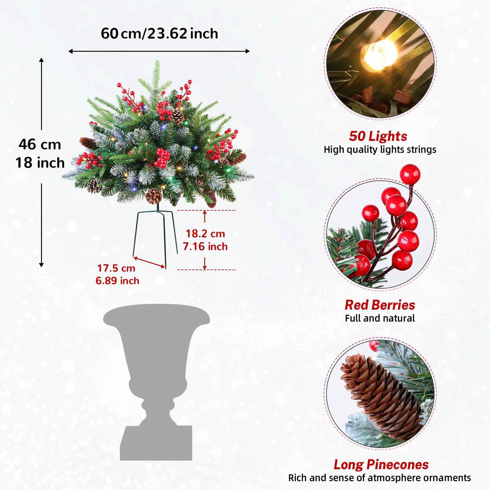 18 Inch Lighted Outdoor Christmas Tree with Remote - SHareconn