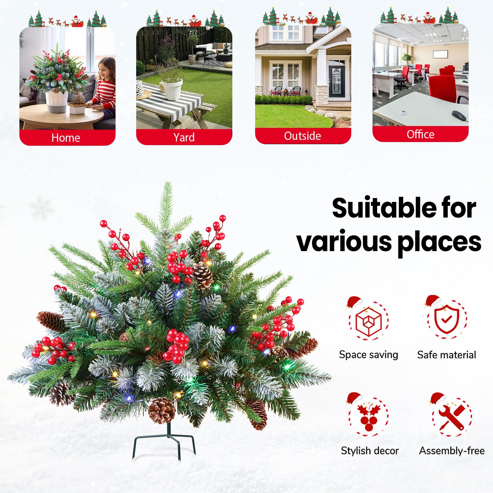 18 Inch Lighted Outdoor Christmas Tree with Remote - SHareconn