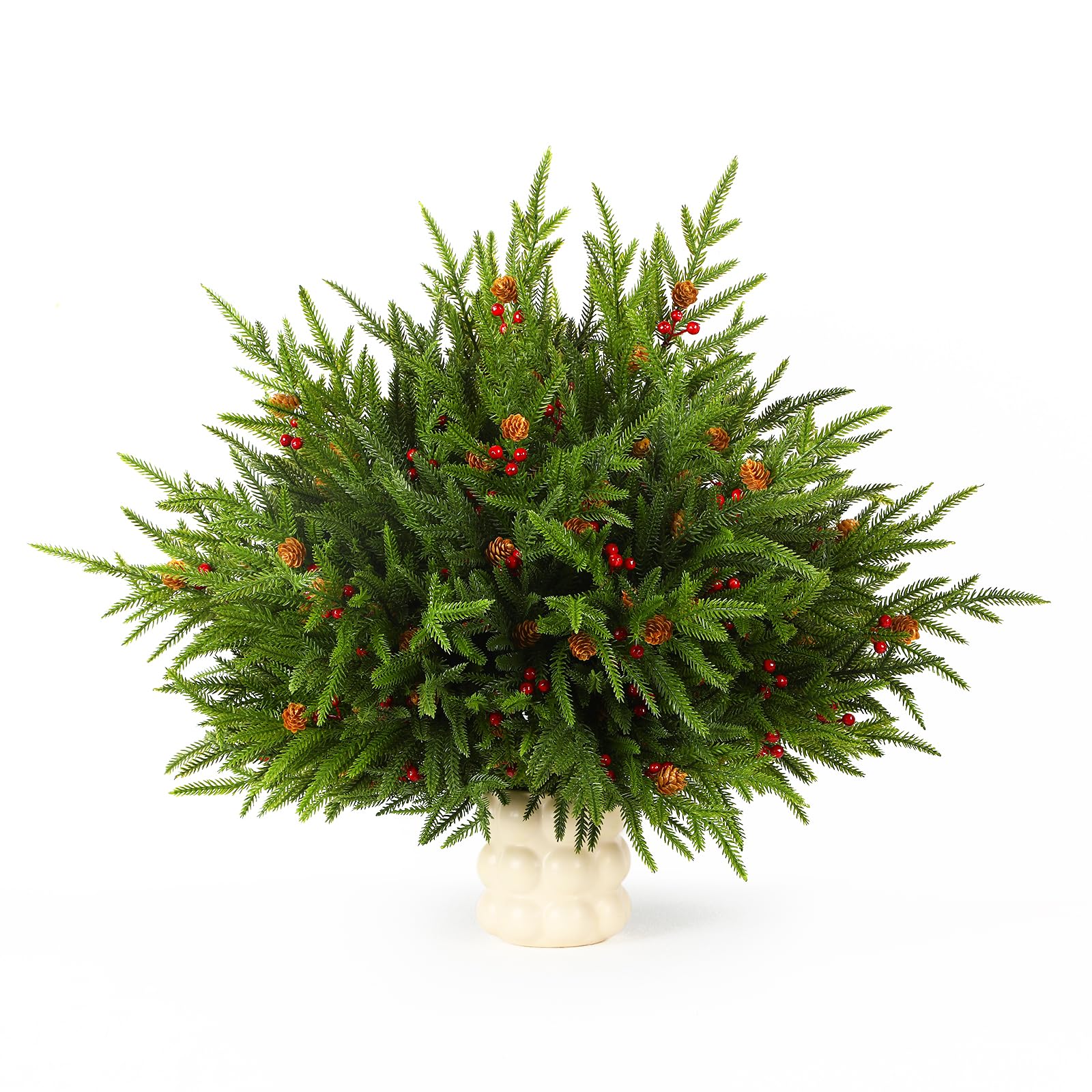 24PCS 17" Artificial Pine Branches Christmas Decorations, Fake Cedar Stems with Pine Needle&Cone&Berry for Xmas Decor, Faux Pine Pick Green Plants Ornaments for Home/Holiday/Party, Green - SHareconn